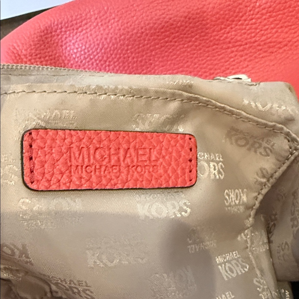 Pink Salmon Michael Kors Leather Hobo Bag purse MK tote designer handbag slouchy - Picture 5 of 6